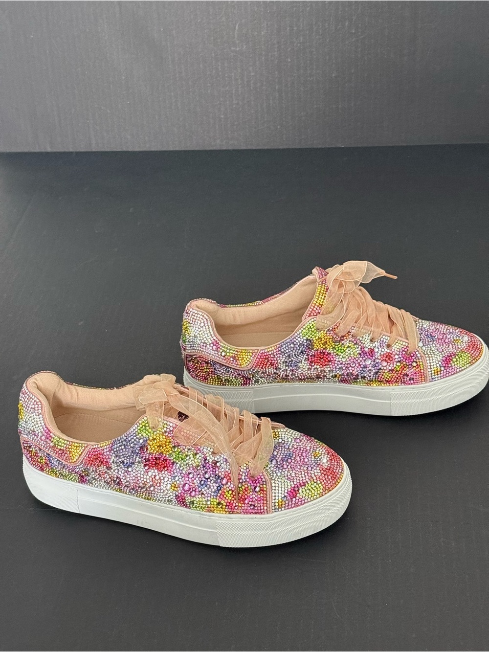 Betsy Johnson Rhinestone Multi-Color Sneakers Size 9.5 - Picture 12 of 13